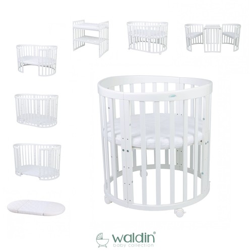 Waldin baby white oval cot - white,