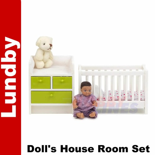 Lundby nursery set cot - lundby,